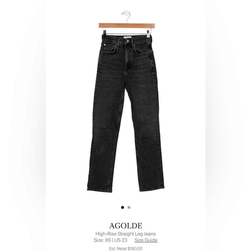 Agolde high rise, straight leg black jean size 23